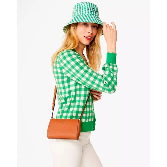 S Kate Spade Leila Top Zip Crossbody Bag Brown Pebbled Leather Purse KG463 NWT - Picture 2 of 9